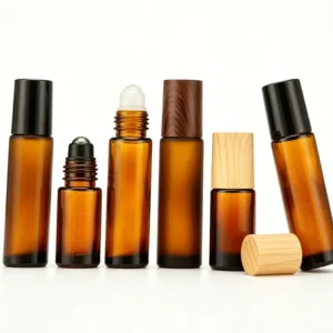 Colorful Glass Perfume Dispenser with Lid and Roll-On Seal, 10ml Essential Oil Roller Bottle