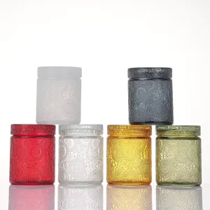 Colorful Round Glass Candle Jars with Lid for Wedding Decorations