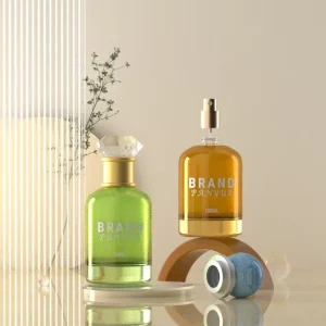 Colorful Round Shoulder Cylinder 100ml Glass Perfume Bottle With Ball Cap