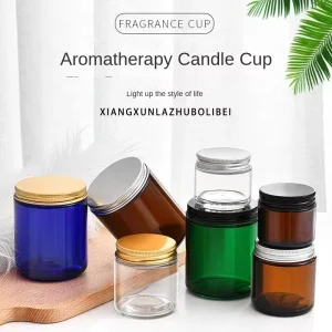 Colorful Wide-Mouth Aromatherapy Candle Jar with Lid and Sealed Glass Container
