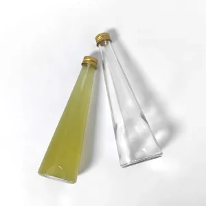 Cone Shaped Glass Water Bottle with Screw Cap for Mineral Water Juice Tea Coffee and Wine