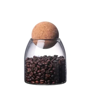 Cork Glass Storage Jar with Lid for Tea Cereal Coffee and Other Dry Goods
