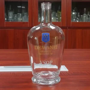 Cork Top Transparent Round Brandy Wine Glass Bottle 750 ml