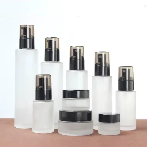 Cosmetic Glass Bottle Set Travel Refillable Bottles for Makeup Remover Lotion & Fine Mist Spray
