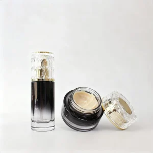 Cosmetic Glass Packaging Sets 30g 50g Cream Jar 20ml 30ml 50ml 100ml 120ml Gradient Black Lotion Bottle