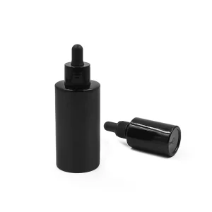 Cosmetic High Quality Glass Dropper Bottle Packaging 30ml 100ml Flat Gloss Black Glass Lotion Bottle Black Pump