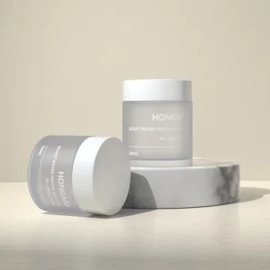 Cosmetic Packaging Glass Jar and Serum Bottle for Skincare Cream in House 200ml Frosted Glass Jar Cosmetic with White Lid