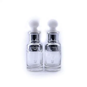 Cosmetic Perfume Oil Glass Bottles 30ml 50ml for Cuticle and Essential Oil with Pipette and Silver Cap