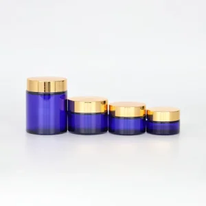 Cream Jars Cobalt Blue Glass Crown Cap Multi-Size Empty 20g 30g 50g 100g for Face Cream