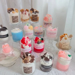 Creative Handmade Home Fragrance Decoration Ice Cream Aromatic Candles Novelty Gifts Food Dessert Scented Candles With Glass Jar