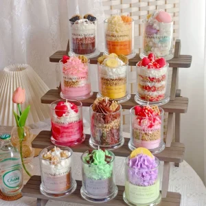 Creative Handmade Ice Cream Cup Aromatic Candles Novelty Gifts Home Decor Food Dessert Scented Candles With Glass Jar