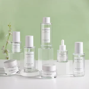 Crystal Clear Glass Cosmetic Packaging Set with Lid