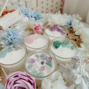 Crystal Stone Aromatherapy Soy Wax Candle Glass Cup