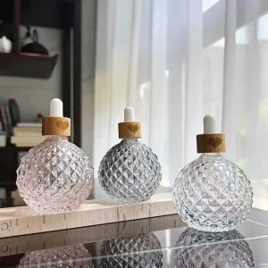 Custom 100ml Round Pink Thick Glass Dropper Bottle with Box for Hair Oil and Essential Oil