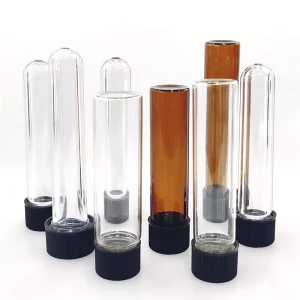 Custom 106mm 120mm 122mm Amber clear Packaging Glass Vials Glass Tubes Packaging with Cork cr Cap