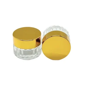 Custom 10g 50g Luxury Round Glass Face Cream Jars with Gold Lids