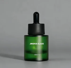 Custom 15ml 30ml 50ml Olive Frosted Glass Serum Dropper Essential Oil Bottles