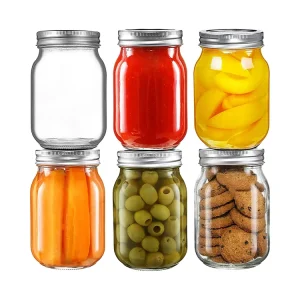 Custom 16oz 500ml Sealed Glass Mason Jar Airtight Glass Storage Mason Canning Jar with Tinplate Lid for Kitchen Food Packaging