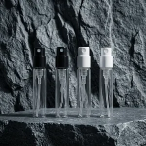 Custom 1ml 2ml Clear Glass Spray Atomizer Mini Perfume Tester Vials with Crimp Pump