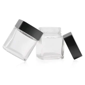 Custom 1oz 2oz 3oz 4oz Thick Glass Child-Resistant Jars with Screw-Top Plastic Lids