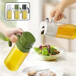 Custom 2 in 1 Large Capacity Oil Pour Dispenser 550ml Kitchen Cooking Oliver Oil Leakproof Glass Bottle Oil Sprayer