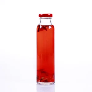 Custom 250ml 300ml 500ml Beverage Juice Round Glass Bottles With Lug Lid