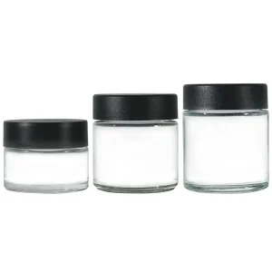 Custom 2oz Clear Child Resistant Glass Jar with White Child Resistant Lid Airtight Smell Proof Stash Jar for Herb Flower Storage