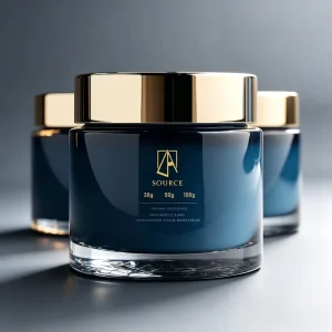 Custom 30g 50g 100g Empty Luxury Eye Skincare Cosmetic Containers Glass Cream Jar Glass Body Butter Jars With Golden Lids