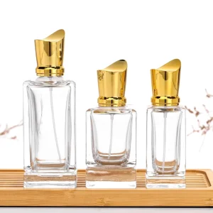Custom 30ml 50ml 100ml Clear Square Perfume Glass Bottle with Pump Sprayer and Screen Printing