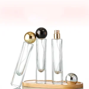 Custom 30ml Super Transparent Clear Round Empty Cosmetic Glass Perfume Bottle with Pump Sprayer and Screen Printing