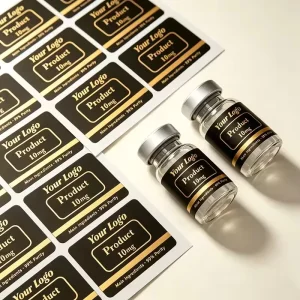 Custom 3ml 5ml 10ml Waterproof Heat-Resistant Adhesive PET Vial Labels Holographic Laser