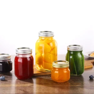Custom 4oz 8oz 16oz 32oz 1500ml Wide Mouth Glass Mason Jar Regular Mouth Canning Lids for Food Beverage Storage