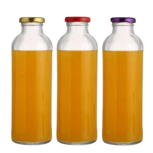 Custom 500 ml Clear Round Glass Beverage and Juice Bottle with Screw Cap