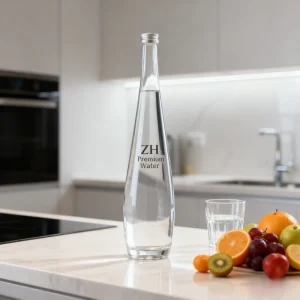 Custom 500ml Glass Liquor Bottle for Mineral Purified Water Juice Bubbly Water With Lid for Restaurants