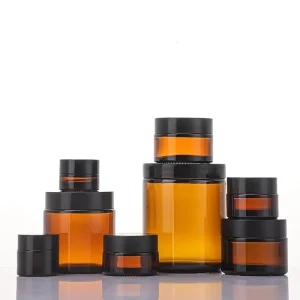 Custom 5g 10g 15g 20g 30g 50g 60g 100g 180g 200g Amber Clear Glass Cosmetic Cream Jar with Lid for Skin Care