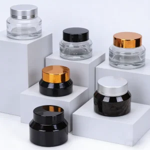 Custom 5ml 15g 30g Clear Amber Black Empty Wide Mouth Glass Cosmetic Jars Luxury Unique Eye Face Cream Containers With Lids