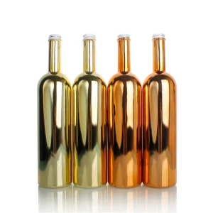 Custom 700ml 750ml Polished Gold Liquor Champagne Tequila Vodka Spirits Glass Bottle