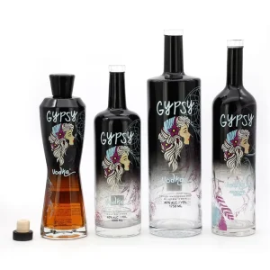 Custom 700ml 750ml Spirits Liquor Pisco Rum Whiskey Glass Bottle with Black Coating
