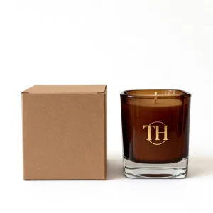 Custom 8 oz 10 oz 12 oz Square Brown Glass Candle Jars with Lids
