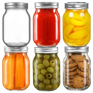 Custom 8 oz 16 oz 32 oz Clear Wide Mouth Glass Mason Jars with Lids for Food Storage and Canning