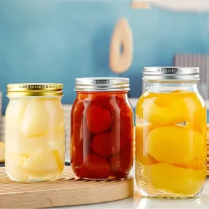 Custom 8 oz 16 oz 32 oz Clear Wide Mouth Glass Mason Jars with Lids for Food Storage and Canning