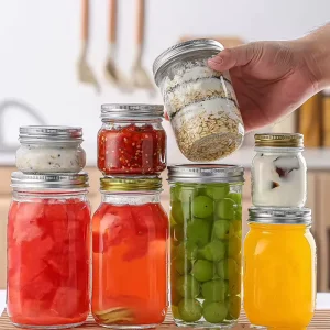 Custom 8 oz 16 oz 32 oz Empty Clear Wide Mouth Canning Food Storage Glass Mason Jar With Lids for Canning