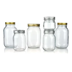 Custom 8 oz 16 oz 32 oz Empty Clear Wide Mouth Canning Food Storage Glass Mason Jar with Lids for Canning
