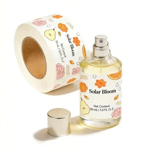 Custom Adhesive Vinyl Perfume Label for Glass Bottle Packaging