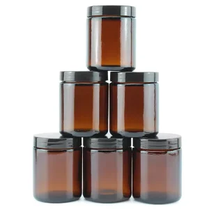Custom Amber 240 ml Wide Mouth Glass Jar with Metal Lids 8oz Straight Sided Glass Jars Supplement Glass Jar Packaging