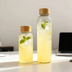 Custom BPA-Free Leakproof Glass Water Bottle with Lid for Camping Sports and Outdoor Use