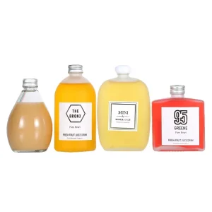 Custom Beverage Glass Bottle with Cap for Kombucha, Cold Brew, Juice, and Milk