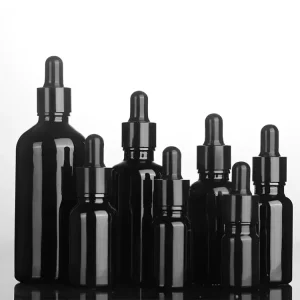 Custom Black Glass Dropper Bottles, 5ml to 100ml, for Liquid Products and Cosmetics