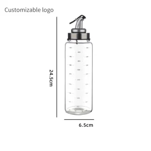 Custom Borosilicate Glass Oil Bottle for Kitchen Use Stainless Steel Lid Leak Proof Soy Sauce Bottle for Home