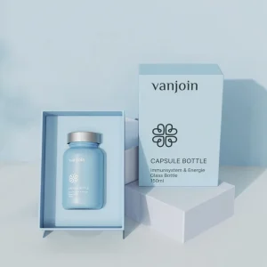 Custom Borosilicate Glass Pill Supplement Bottle with Gift Packaging Box